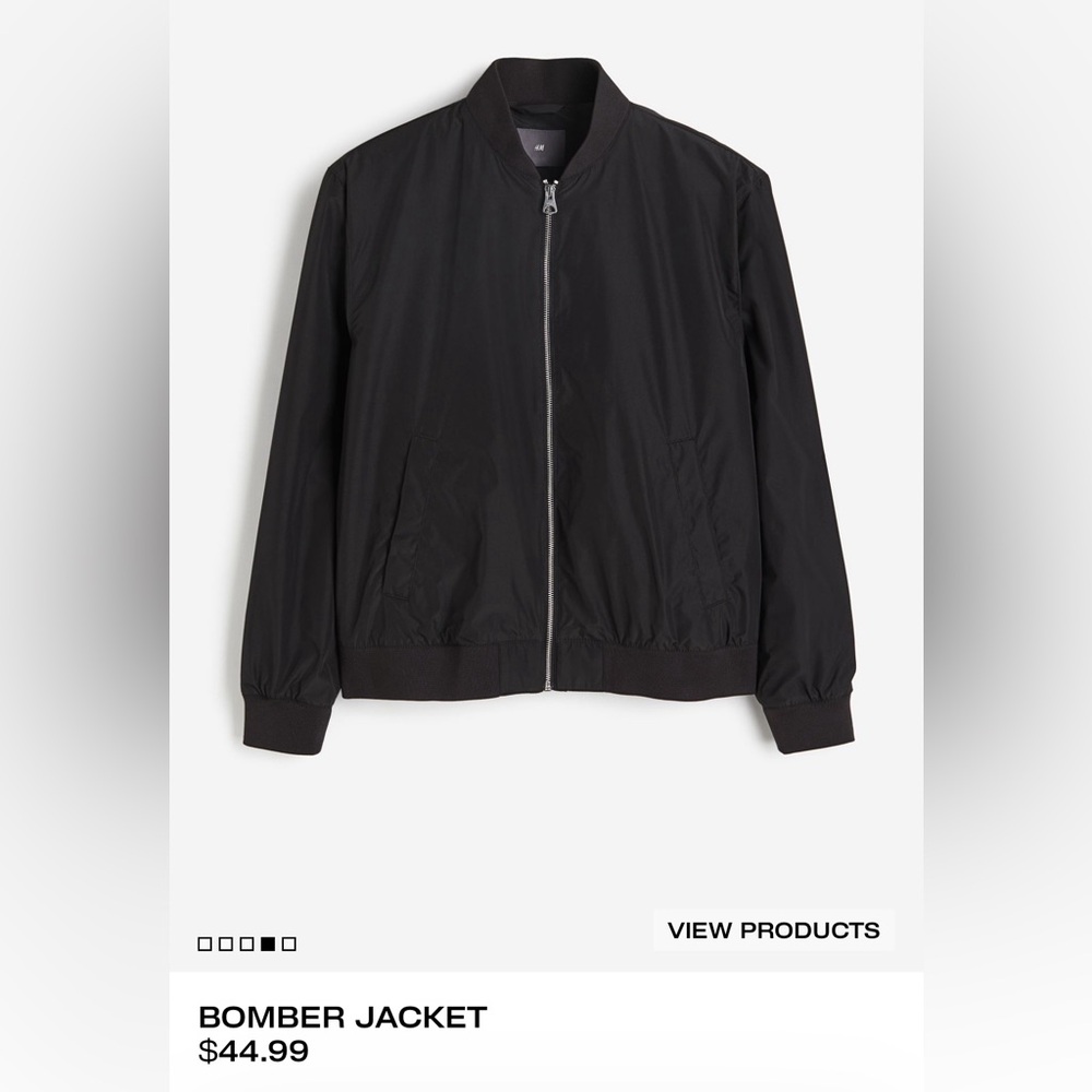 H&M Men’s Lightweight Bomber Style Jacket Black Size medium